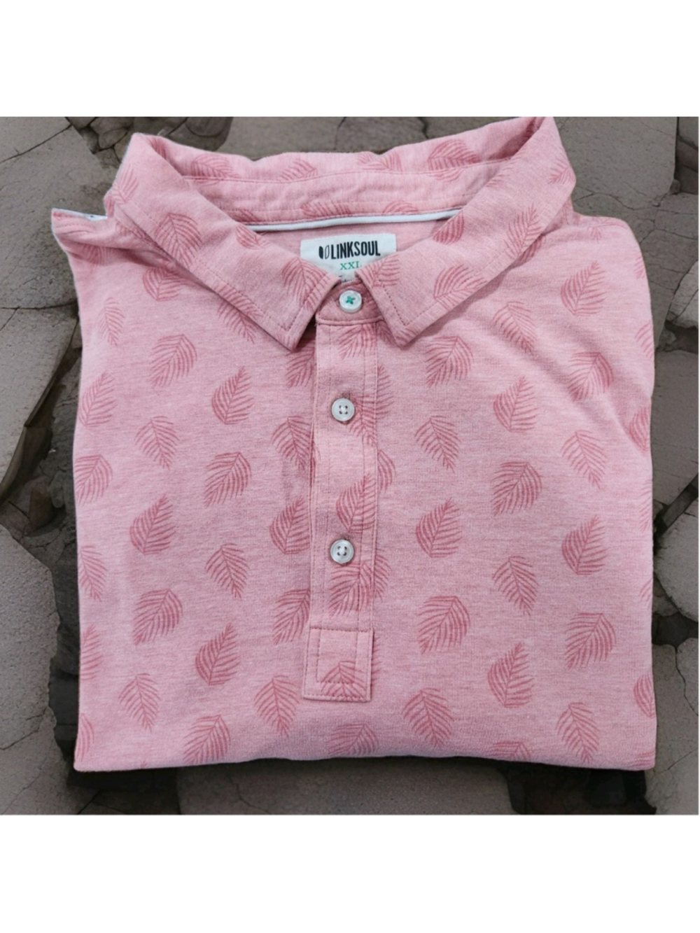 Linksoul Polo Shirt Mens 2XL Short Sleeves Golf Stretch Logo Leaves